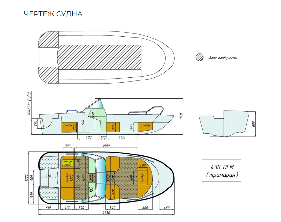 Стеклопластиковый катер Wyatboat-430 DCM (тримаран) в Пятигорске