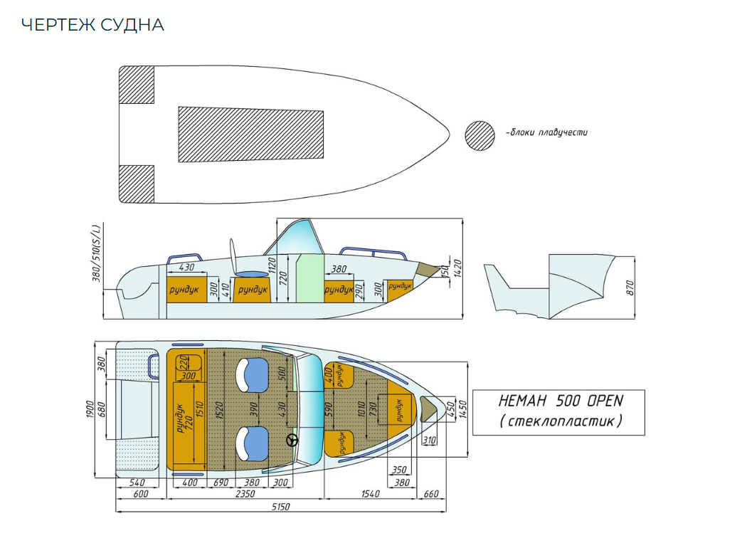Стеклопластиковый катер Neman-500 Open в Пятигорске