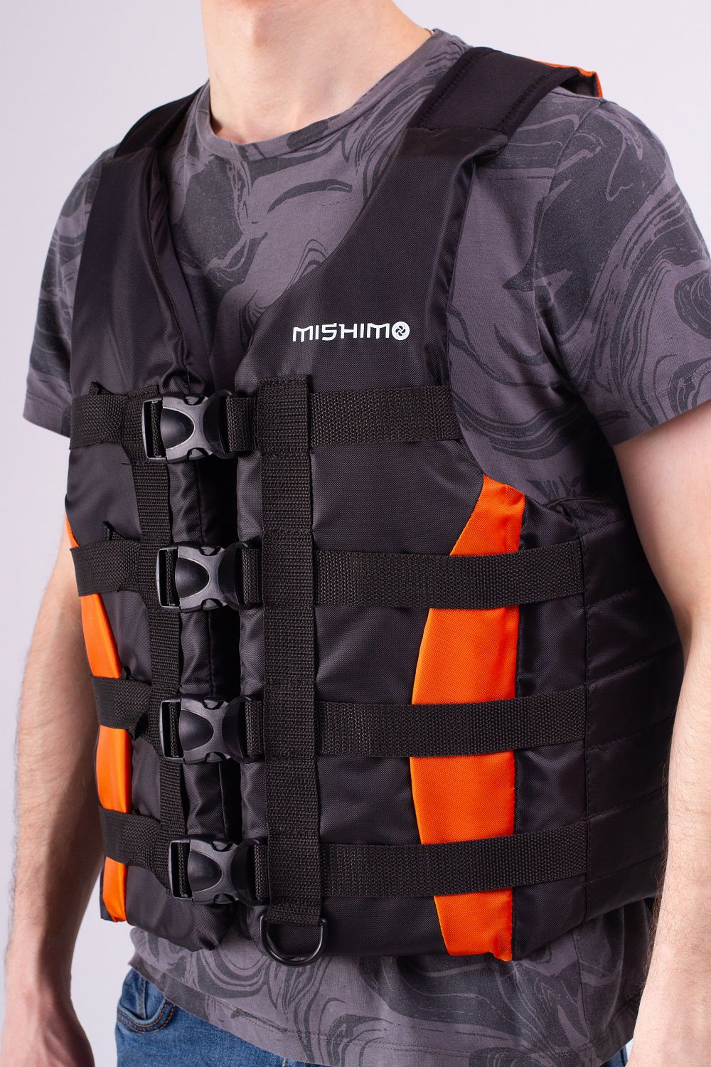 Жилет спасательный MISHIMO PRO Премиум качества Черно-оранжевый в Пятигорске